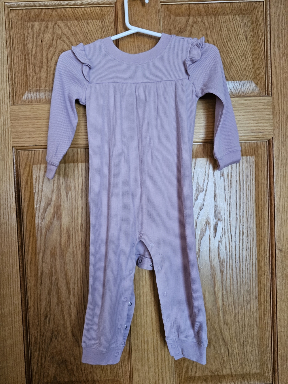 Carter's Long-Sleeve Ruffle Shoulder One-Piece Footie in Mauve